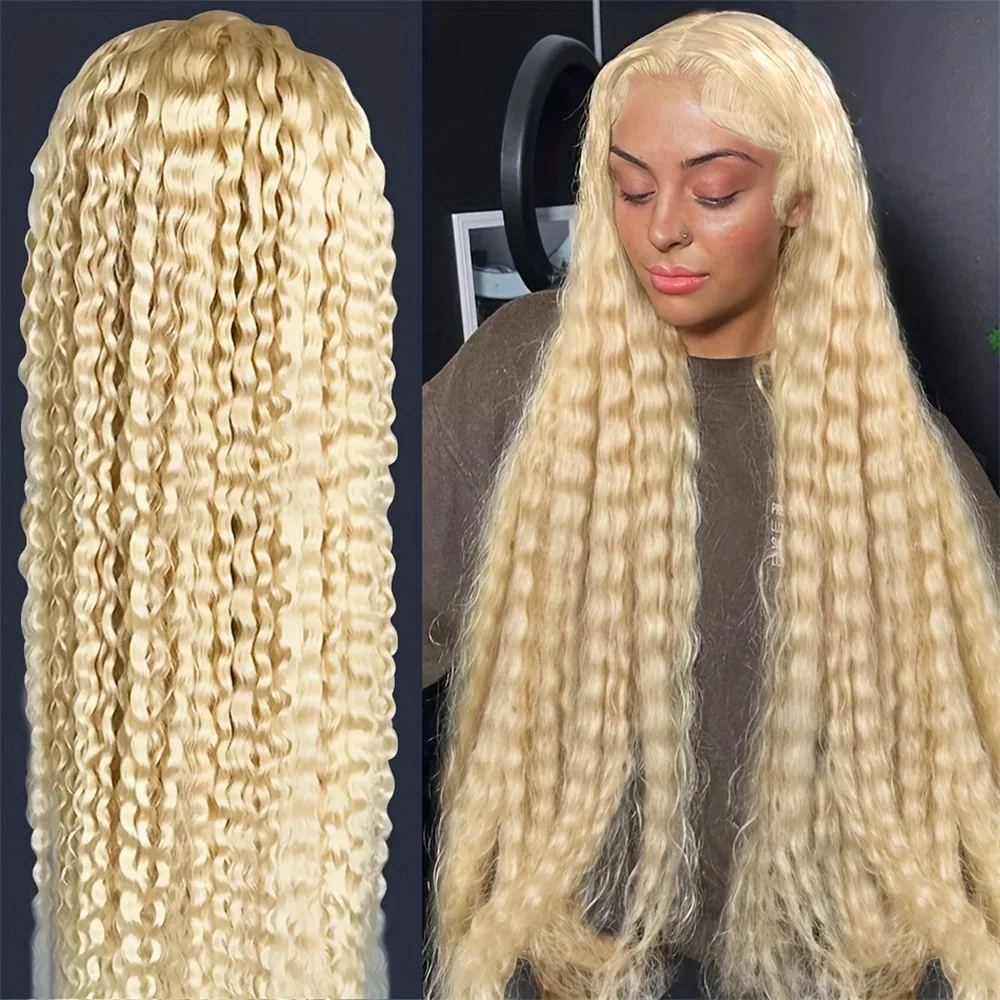 

613 Hd Lace Frontal Wig 13x4 Lace Human Hair Wigs Honey Blonde Deep Wave 150% / 180% Density Brazilian Remy Hair