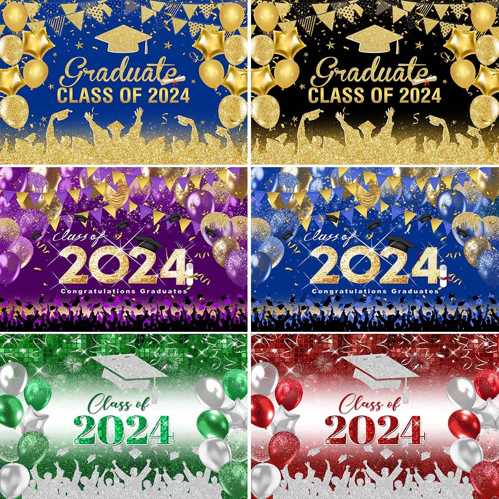 

Mocsicka Photography Background Congratulations Graduates Glitter Balloons Class of 2024 Graduation Party Decor Backdrops Studio