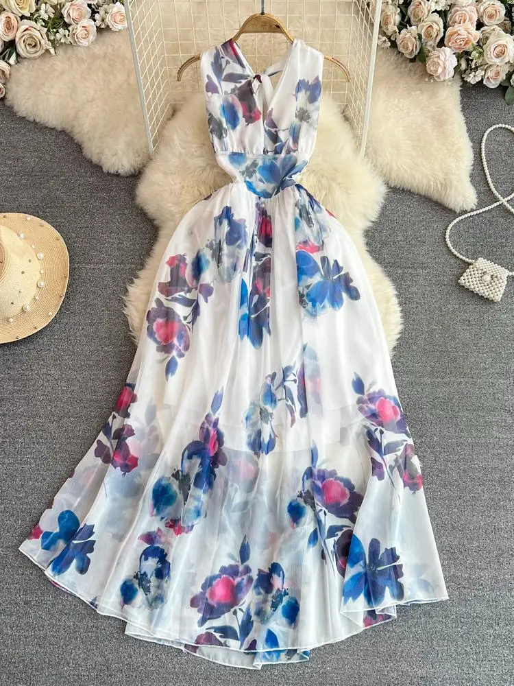 Holiday Floral Dress Women 2023 Summer Casual Chiffon Robe Vestido Sexy V Neck Slim Lady Elegant Sleeveless Beach Dress
Holiday Floral Dress Women 2023 Summer Casual Chiffon Robe Vestido Sexy V Neck Slim Lady Elegant Sleeveless Beach Dress