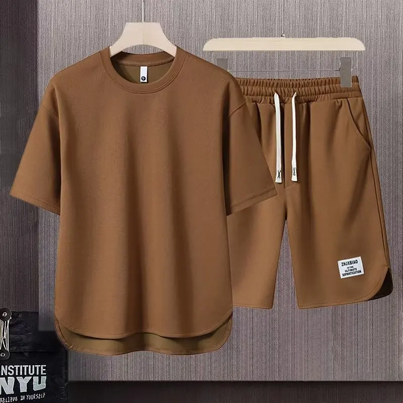 2024 Summer Men's Two Piece Set Soild Fashion Short Sleeve T-shirt+ Sports Shorts Tracksuit Breathable Cool Suits Short Sets
2024 Summer Men's Two Piece Set Soild Fashion Short Sleeve T-shirt+ Sports Shorts Tracksuit Breathable Cool Suits Short Sets
