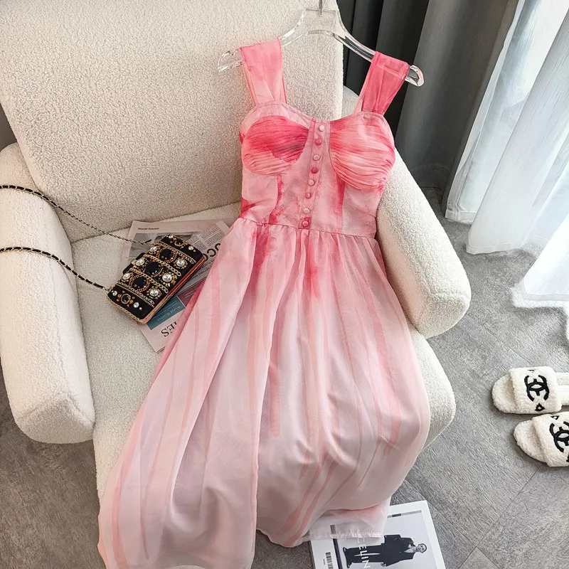 2024 French Style Vintage Pink Halo Dyeing Dress Summer Holiday Beach Frock Women's New High Waist Slim Fit A-Line Long Skirt
2024 French Style Vintage Pink Halo Dyeing Dress Summer Holiday Beach Frock Women's New High Waist Slim Fit A-Line Long Skirt