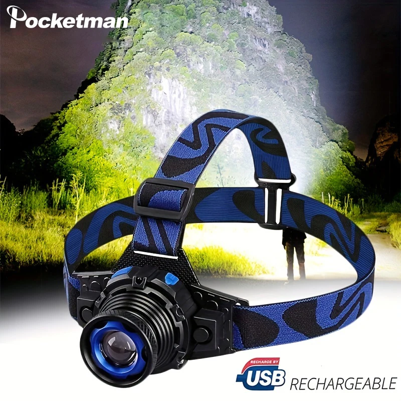 

Rechargeable LED Headlamp Waterproof High Brightness 3 Modes Headlight for Outdoor Camping Fishing Hunting