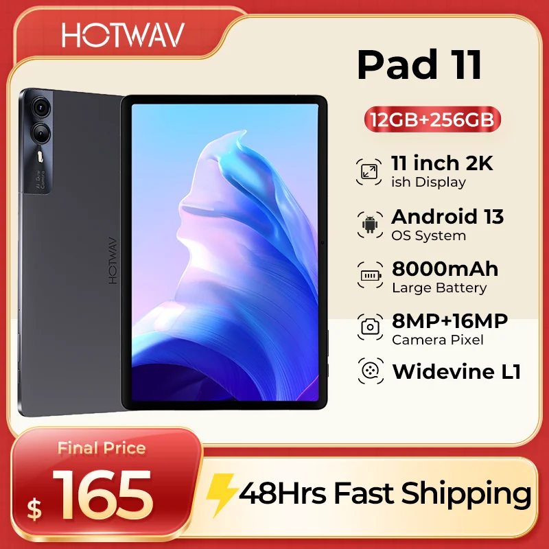

2024 HOTWAV Pad 11 Tablets 11 inch Android tablet 8000mAh Battery PC Mode 12(6+6)GB 256GB Widevine L1 Low Blue Light Tablets PC