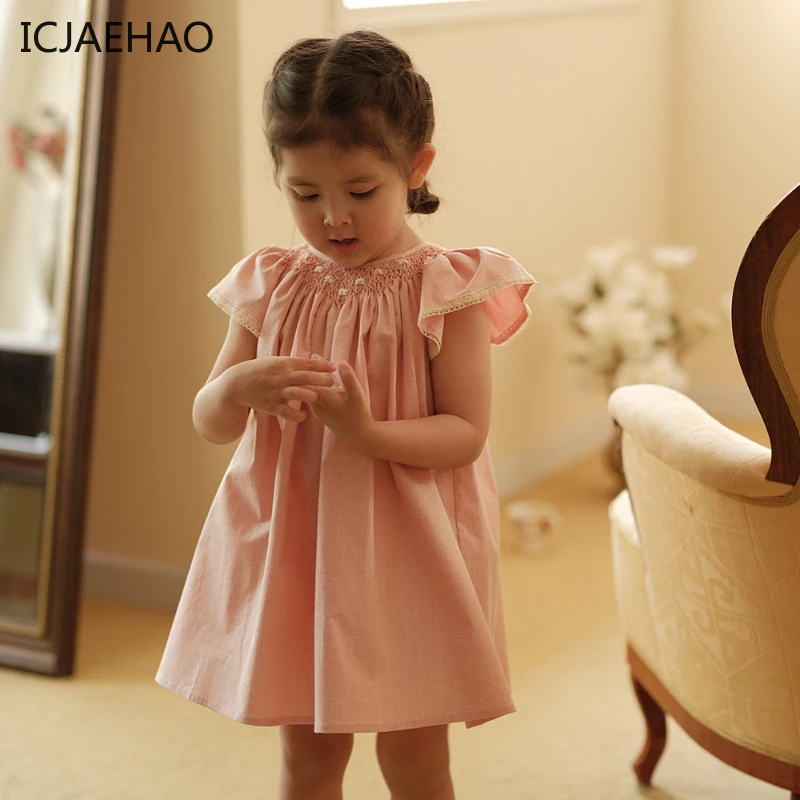 

ICJAEHAO 2024 Girl Dress Baby Kids Children's British Foreign Style High-end Handmade Outfit Elegant Princess Matching Clothes