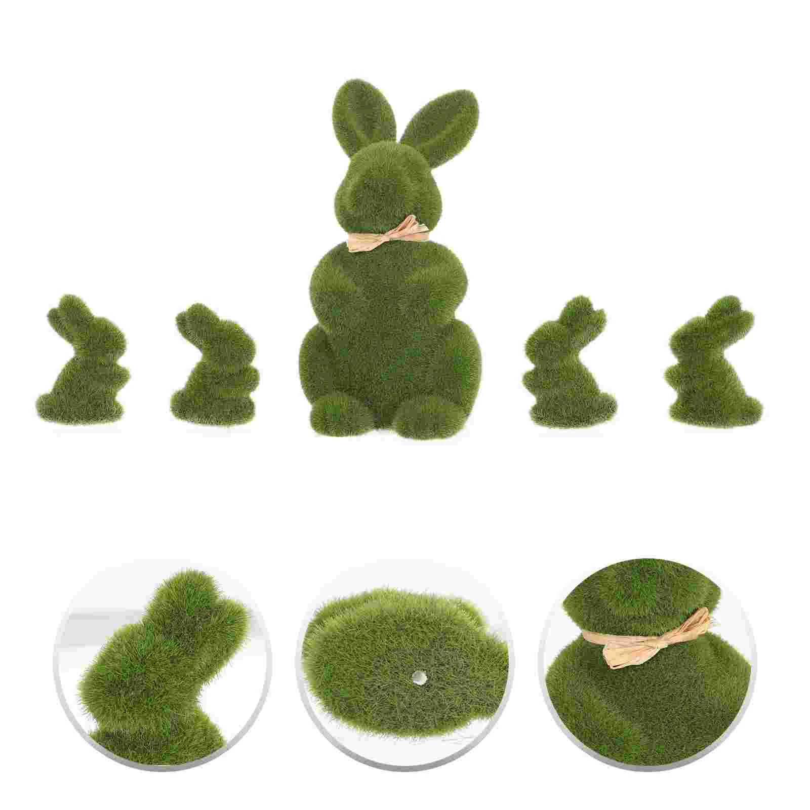 

5 Pcs Moss Rabbit Garden Ornament Statue Easter Scene Layout Decor Artificial Bunny Craft Adornment