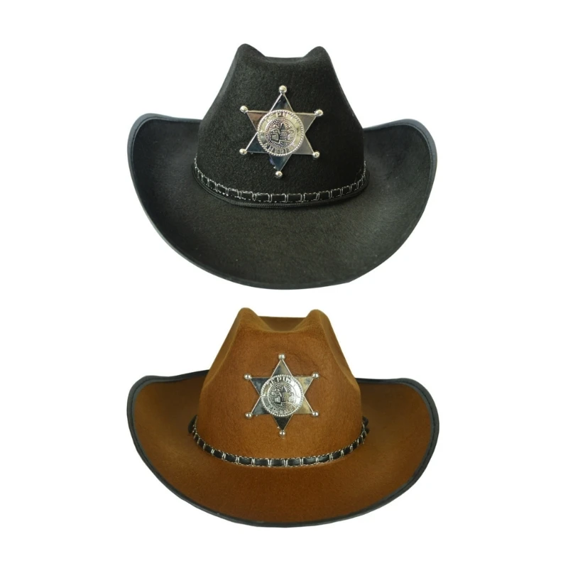 Woman Star Badge Cowgirl Hat with Adjustable Chin Rope Wide Brim Teens Western Cowboy Hat for Photoshoots Supplies
Woman Star Badge Cowgirl Hat with Adjustable Chin Rope Wide Brim Teens Western Cowboy Hat for Photoshoots Supplies