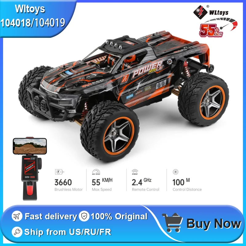 

WLtoys 104018 104019 4WD Rc Car 1/10 2.4G Off Road Remote Racing Trucks 55KM/H Brushless Motor Drift Control Cars Toys for Kids