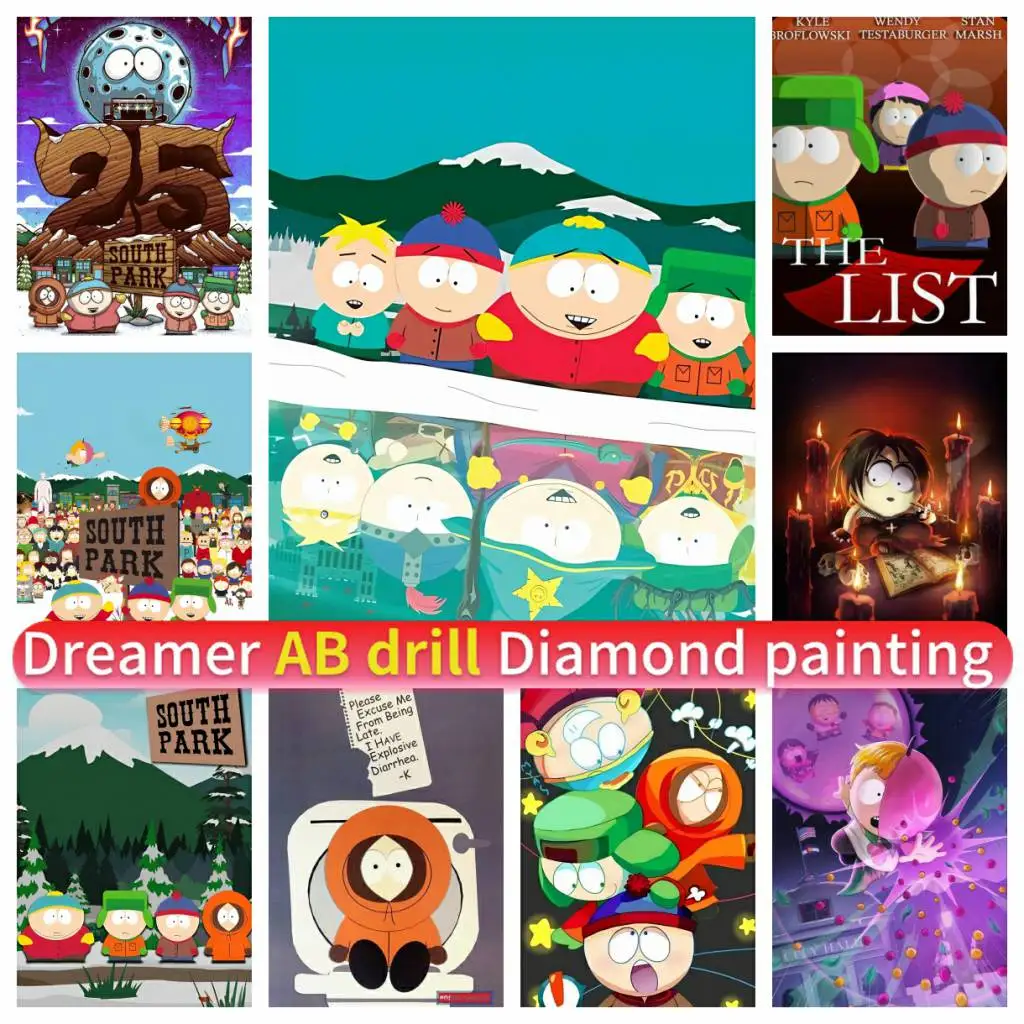 

Cute-Cartoon-Southparks 5D DIY AB Diamond Painting Mosaic Art Corss Stitch Kit Handmade Rhinestones Embroidery Full Drill Round