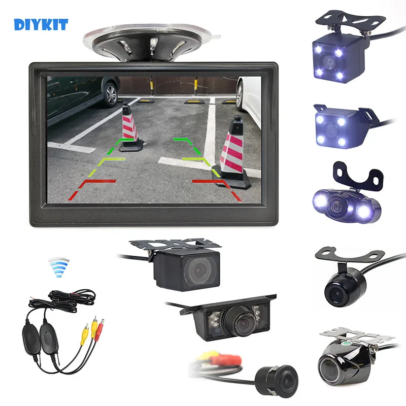 DIYKIT Wireless 5inch Rearview Car Monitor Auto Parking Vedio LED Night Vision Backup Reverse Car Camera HD Rear View Camera
DIYKIT Wireless 5inch Rearview Car Monitor Auto Parking Vedio LED Night Vision Backup Reverse Car Camera HD Rear View Camera