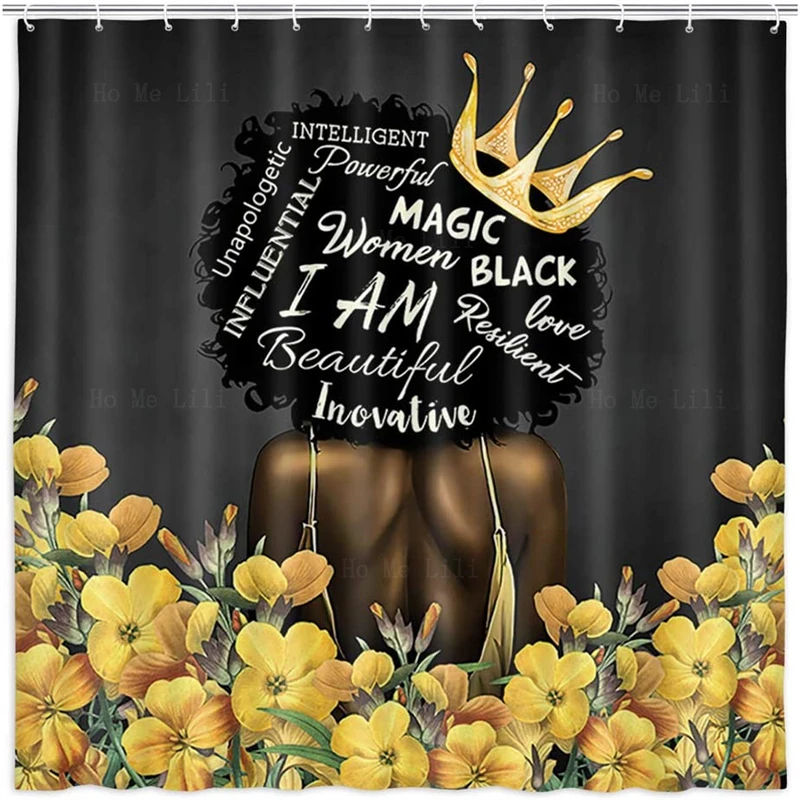 Black Girl African Women With Crown Floral On Yellow Flower Cute Afro Lady Shower Curtain Sets With Hooks For Bathroom Decor
Black Girl African Women With Crown Floral On Yellow Flower Cute Afro Lady Shower Curtain Sets With Hooks For Bathroom Decor