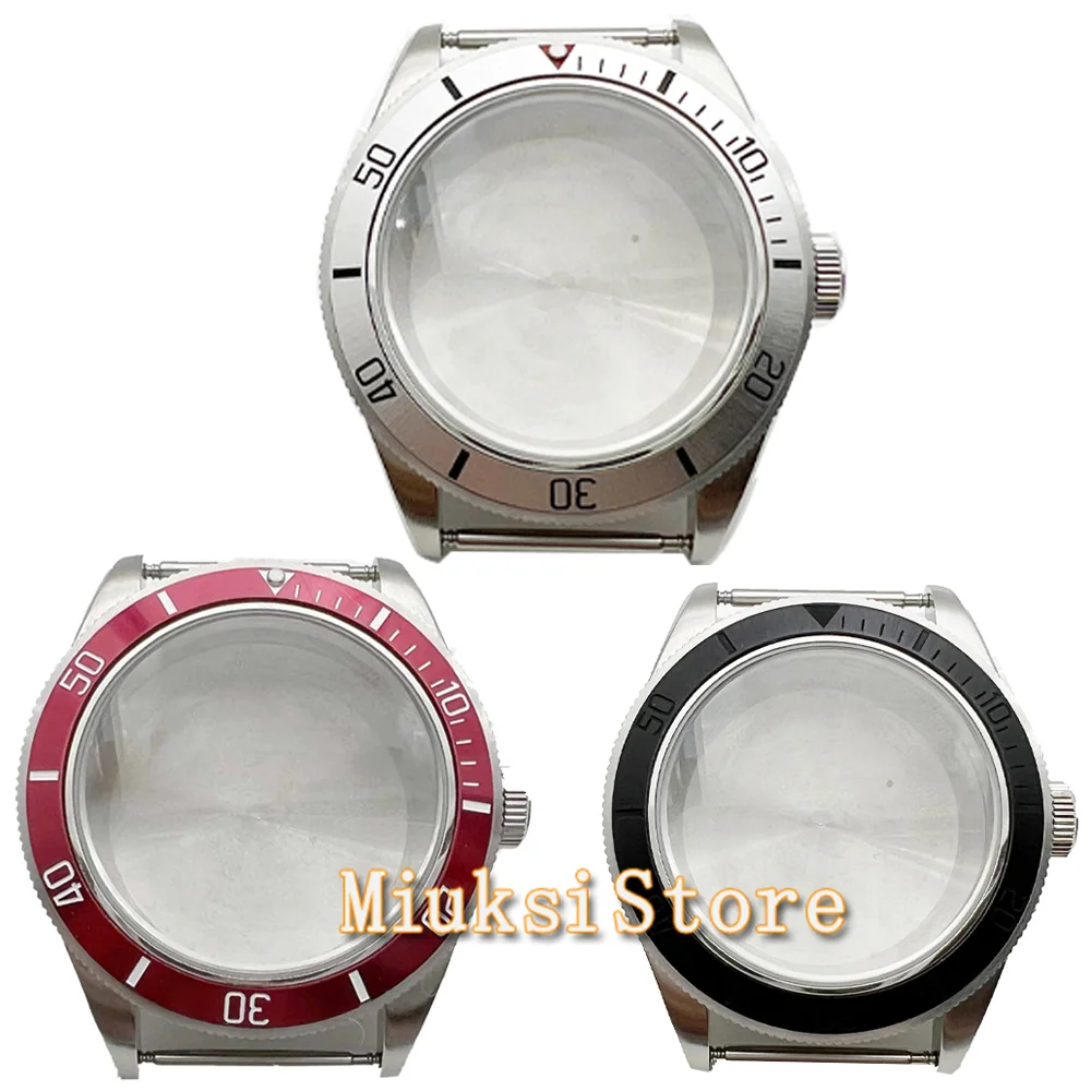 39mm Watch Case Silver Domed Sapphire Glass Solid Stainless Steel For NH35 NH36 Watches Movement with Red Black silver Bezel
39mm Watch Case Silver Domed Sapphire Glass Solid Stainless Steel For NH35 NH36 Watches Movement with Red Black silver Bezel