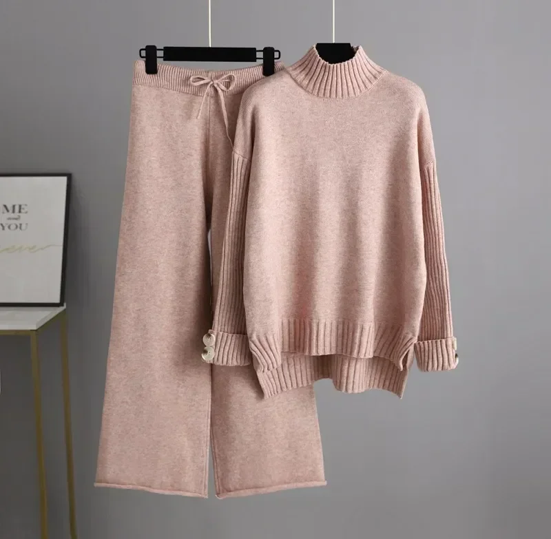 Straight Jogging Winter Turtleneck Knitted Suit Loungewear Loose Half Thick Autumn 2 Suits Pants Outerwear Pieces Women Sweater
Straight Jogging Winter Turtleneck Knitted Suit Loungewear Loose Half Thick Autumn 2 Suits Pants Outerwear Pieces Women Sweater