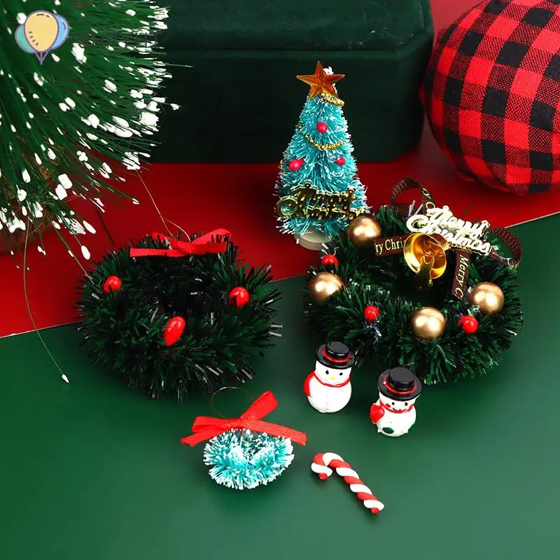 

1Set 1:12 Dollhouse Miniature Christmas Tree Cedar Tree Snowflake Pine Needle Tree Doll House Garden Decor Toy Accessories