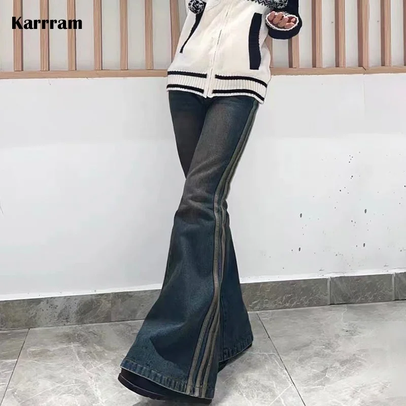 Grunge High Waist Flare Jeans Vintage Striped Denim Pants Y2k Harajuku Bell Bottom Jeans 2000s Skinny Mopping Jeans 90s
Grunge High Waist Flare Jeans Vintage Striped Denim Pants Y2k Harajuku Bell Bottom Jeans 2000s Skinny Mopping Jeans 90s