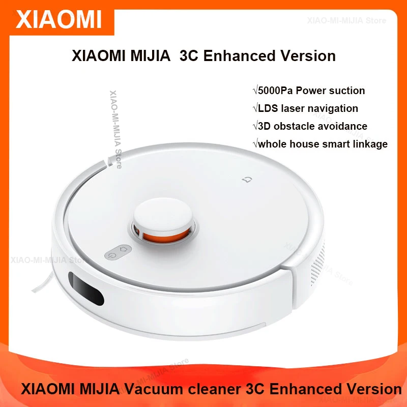 

XIAOMI MIJIA 3C Enhanced Version Robot Vacuum Cleaners 5000PA Cyclone Suction For Home Smart Planned Sweeping Dust Washing Mop