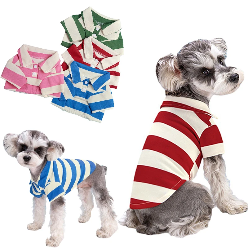 

Dog Summer Polo Shirt Puppy Striped T-shirt for Small Medium Dogs Clothes pet Cat Vest Chihuahua Yorkie Costumes Dog Accessories