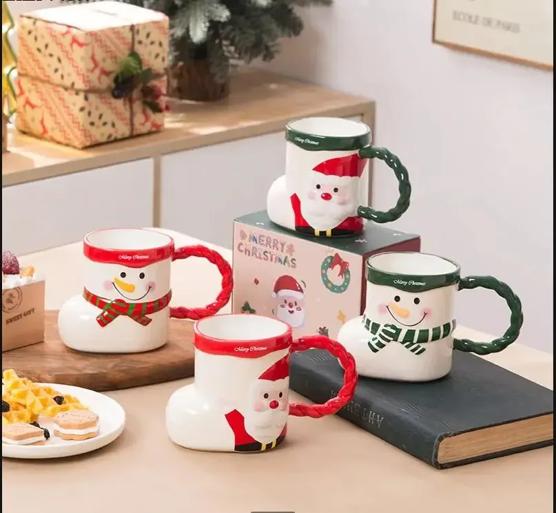 

Креативные рождественские носки, кружка, керамическая чашка для воды, милая детская чашка для завтрака и молока, набор для питья, рождественский подарок для пары