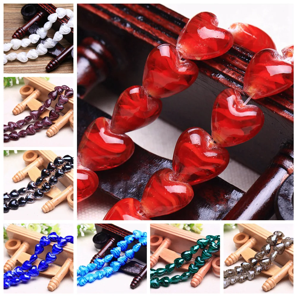 10pcs Heart Shape 16x14mm Lampwork Glass Loose Beads for DIY Crafts Jewelry Making Findings
10pcs Heart Shape 16x14mm Lampwork Glass Loose Beads for DIY Crafts Jewelry Making Findings