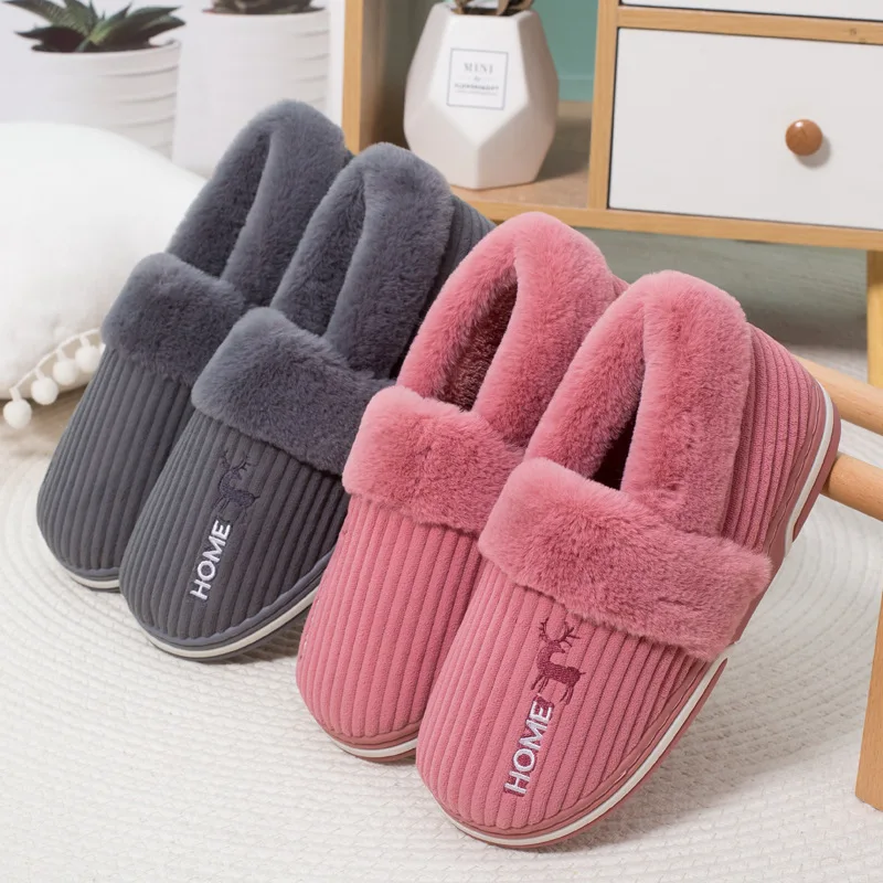 

Women and Men Home Slippers 2023 New Fashion Warm Winter Furry Soft Couples Slipper Non Slip Bedroom Slides Indoor Cotton Shoes