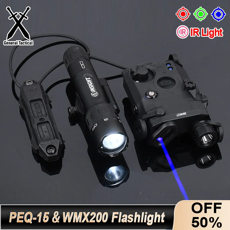 Tactical Airsoft WMX200 Metal Flashlight PEQ 15 Red Dot Green Blue IR LED Light Laser Sets For Hunting Weapon Outdoor Torch
Tactical Airsoft WMX200 Metal Flashlight PEQ 15 Red Dot Green Blue IR LED Light Laser Sets For Hunting Weapon Outdoor Torch