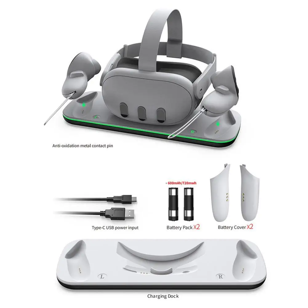 Charging Base For Meta Quest 3 VR Wall Mountable Grip Contact Charging Dock And VR Headset Storage Rack
Charging Base For Meta Quest 3 VR Wall Mountable Grip Contact Charging Dock And VR Headset Storage Rack
