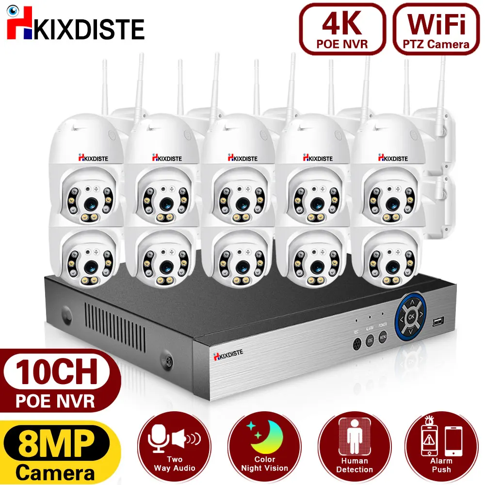 10CH 4K NVR Auto Tracking Color Night WiFi PTZ Camera System 8MP Outdoor IP Security Camera Two Way Audio Video Surveillance Kit
10CH 4K NVR Auto Tracking Color Night WiFi PTZ Camera System 8MP Outdoor IP Security Camera Two Way Audio Video Surveillance Kit