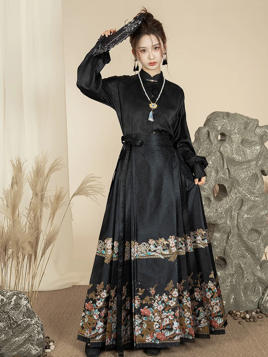 

Mamian Qun Skirt High Quality Niche Design Chinese Style Ancient Costume Women's Clothing Hanfu Suit Horse-Face Skirt Shirt Suit