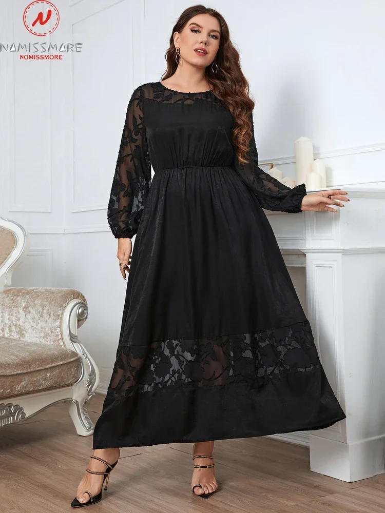 Fashion Women Solid Color A-Line Dress Patchwork Design Lace Decor See Through O-Neck Elastic Waist Long Sleeve Slim Long Dress
Fashion Women Solid Color A-Line Dress Patchwork Design Lace Decor See Through O-Neck Elastic Waist Long Sleeve Slim Long Dress