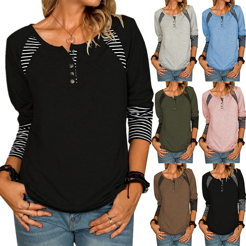 2022 Autumn and Winter New Women's T-Shirt Long-Sleeved Printed Striped Casual T-Shirt Top Women 
2022 Autumn and Winter New Women's T-Shirt Long-Sleeved Printed Striped Casual T-Shirt Top Women