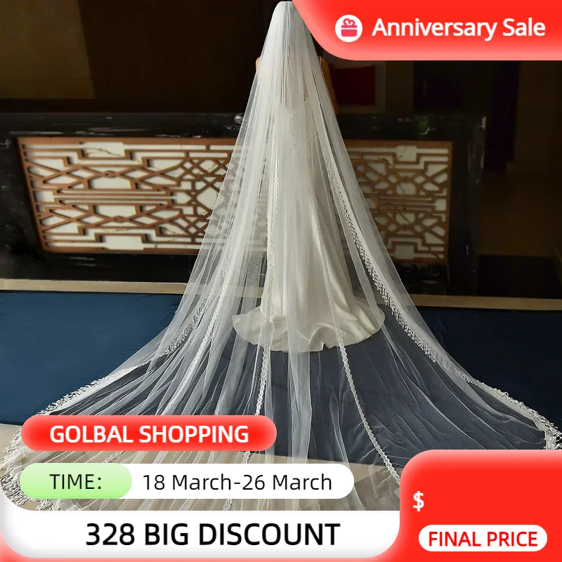 MZA18 Long Wedding Veil with Lace Luxury Cathedral Bridal Veil Applique Edge 1 Tier Bride Veils Bridal Accessories for Bride
MZA18 Long Wedding Veil with Lace Luxury Cathedral Bridal Veil Applique Edge 1 Tier Bride Veils Bridal Accessories for Bride
