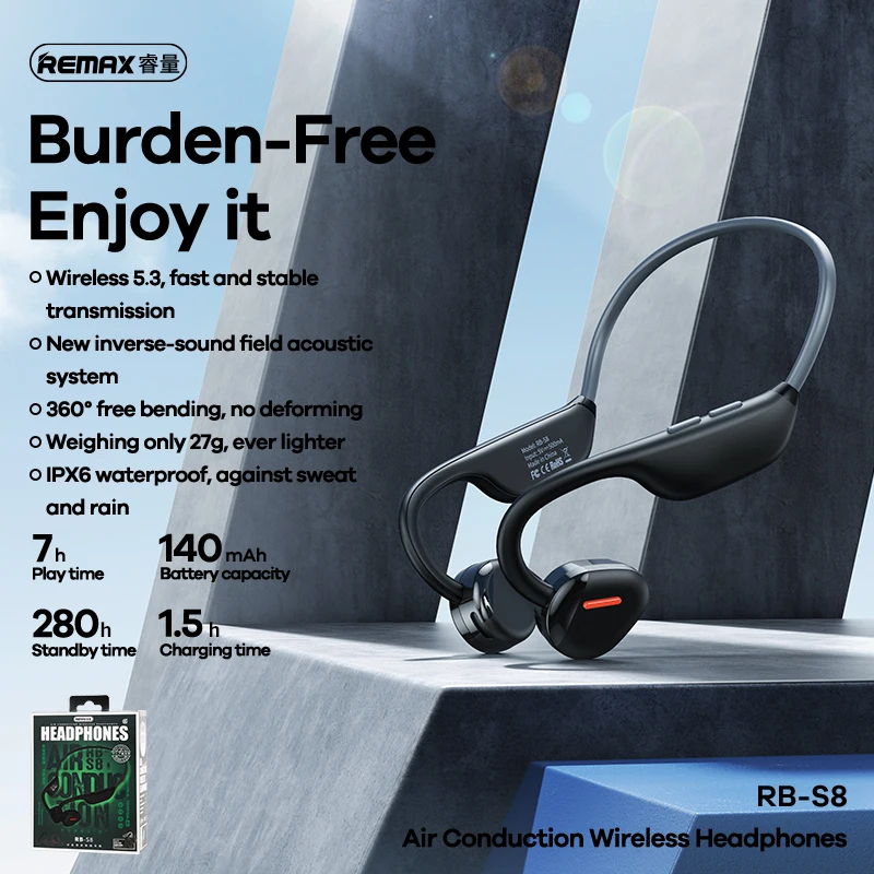 

REMAX RB-S8 Ecouteur Bluetooth San Fil Wireless Sport Headphones Audifonos Gaming Earphone