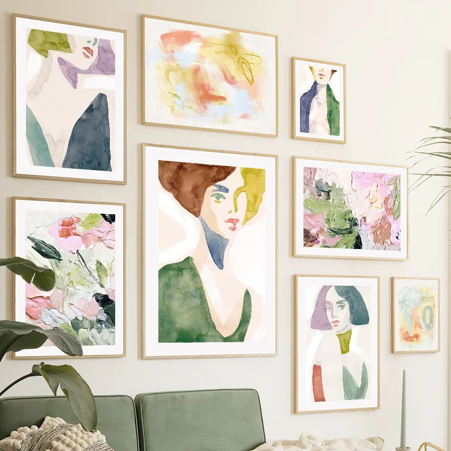 

Настенная Картина на холсте акварель цветок красивая девушка абстрактные скандинавские постеры и принты домашний декор картины для гостиной