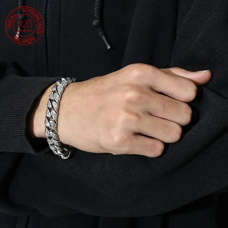 Серебряный индивидуальный браслет S925 пробы с рисунком травы Тан, мощный уличный хипстер в стиле хип-хоп, европейский и американский модный браслет
Серебряный индивидуальный браслет S925 пробы с рисунком травы Тан, мощный уличный хипстер в стиле хип-хоп, европейский и американский модный браслет