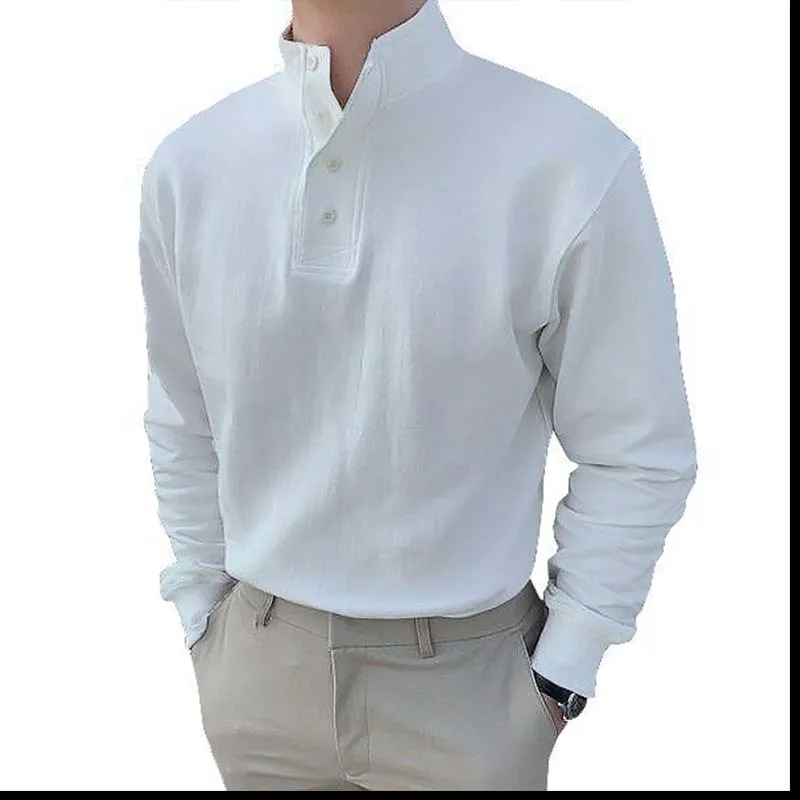 Футболка мужская с длинным рукавом, простая повседневная рубашка с разрезом, на пуговицах, топ с высоким воротником, весна-лето
Футболка мужская с длинным рукавом, простая повседневная рубашка с разрезом, на пуговицах, топ с высоким воротником, весна-лето