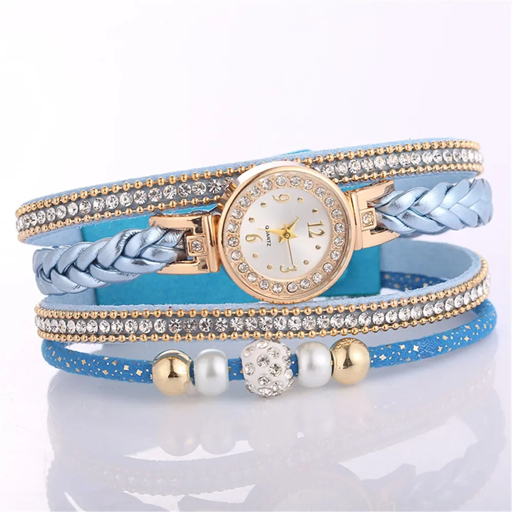 

Heat Decor Brand Watch Women Leopard Luxury Band Bracelet Quartz Braided Winding Wrap Beige Long Chain Female Wrist Watch