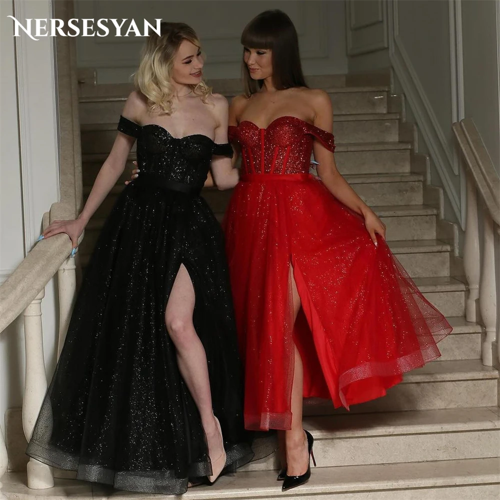 Nersesyan Solid Glitter Formal Evening Dresses A-Line Side Slit Off Shoulder Sequins Prom Dress Sparkly Graduation Party Gowns
Nersesyan Solid Glitter Formal Evening Dresses A-Line Side Slit Off Shoulder Sequins Prom Dress Sparkly Graduation Party Gowns
