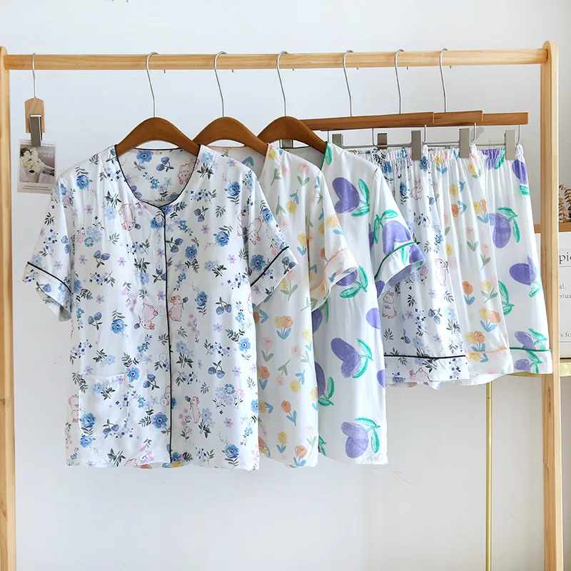 Cotton Short-sleeved Shorts Women's Pajamas Suit 2023 Summer Sleepwear Cool Viscose Women Clothing with Chest Pad Home Clothes
Cotton Short-sleeved Shorts Women's Pajamas Suit 2023 Summer Sleepwear Cool Viscose Women Clothing with Chest Pad Home Clothes