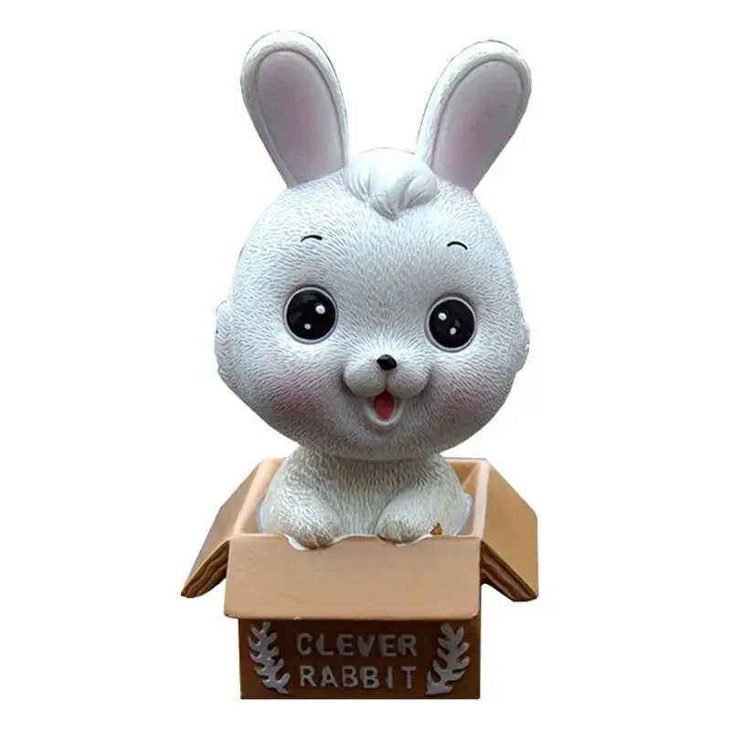 

Кролик, украшение для автомобиля, скульптура кролика для корзин, украшения для приборной панели автомобиля, полимерная голова, кукла-животное, фигурка-бобина для автомобиля