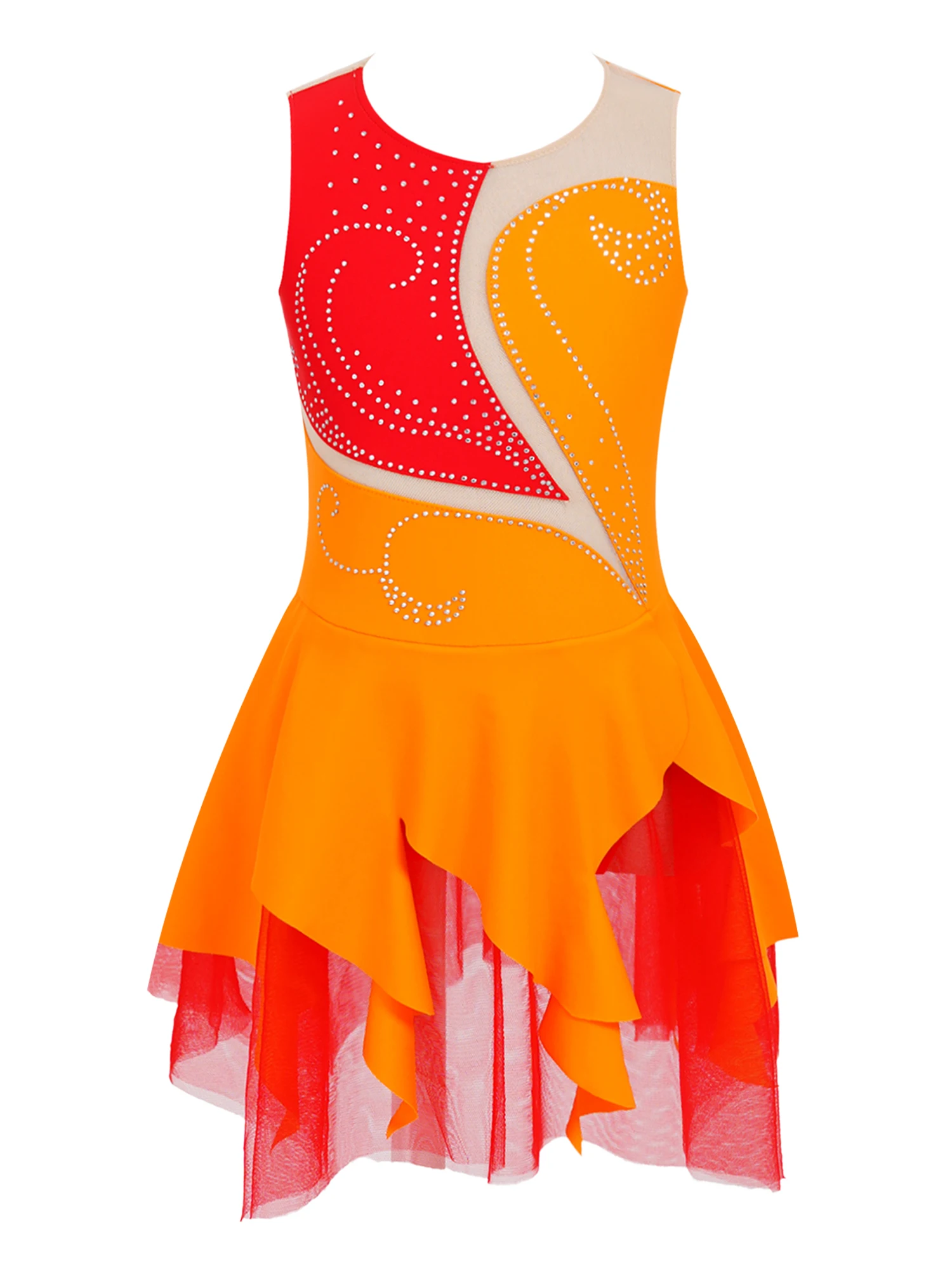 Kids Girls Sleeveless Round Neckline Dress Rhinestone Decorated Patchwork Style Hollow Back Skating Dance Dresses School Show
Kids Girls Sleeveless Round Neckline Dress Rhinestone Decorated Patchwork Style Hollow Back Skating Dance Dresses School Show