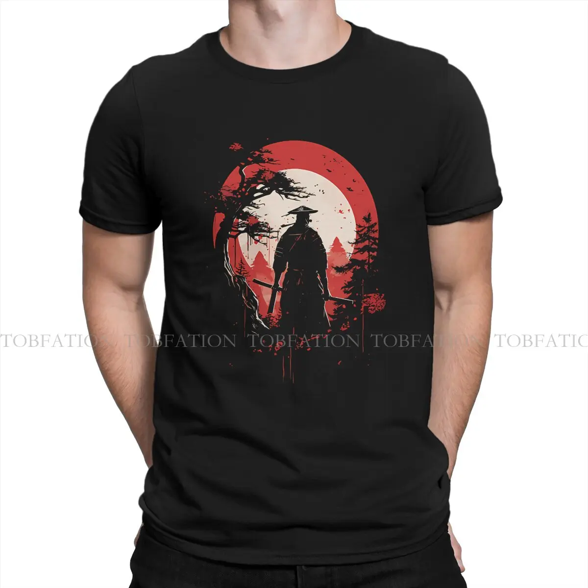 

Samurai Style Newest TShirt for Men Samurai on Sunrise on A Cliff Round Collar T Shirt Hip Hop Birthday Gifts OutdoorWear 6XL