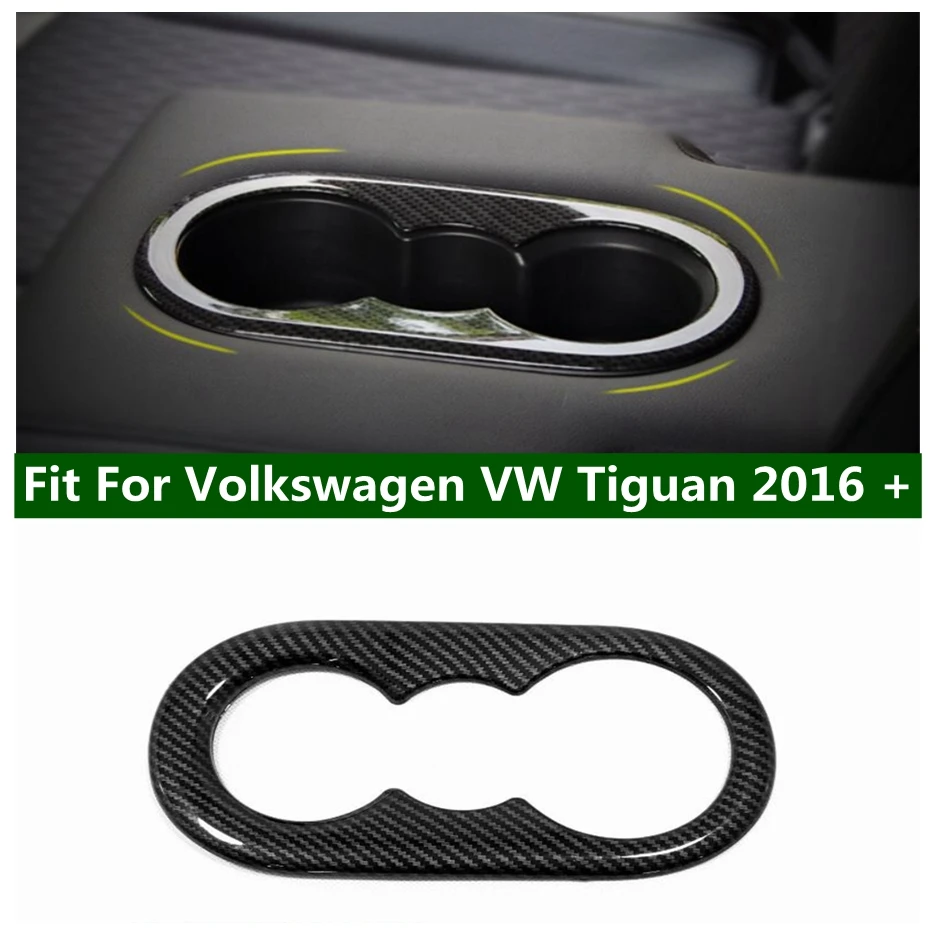 

Rear Water Cup Stand Drinks Bottle Holder Decor Panel Cover Trim For Volkswagen VW Tiguan 2016 - 2022 Carbon Fiber Accessories