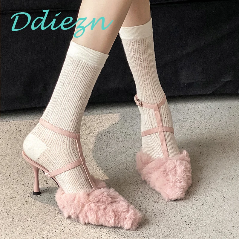 Elegant Ladies Shoes High Heels Furry Female Pumps 2023 Fashion Design Buckle Strap Shoes For Women Pointed Toe Footwear
Elegant Ladies Shoes High Heels Furry Female Pumps 2023 Fashion Design Buckle Strap Shoes For Women Pointed Toe Footwear
