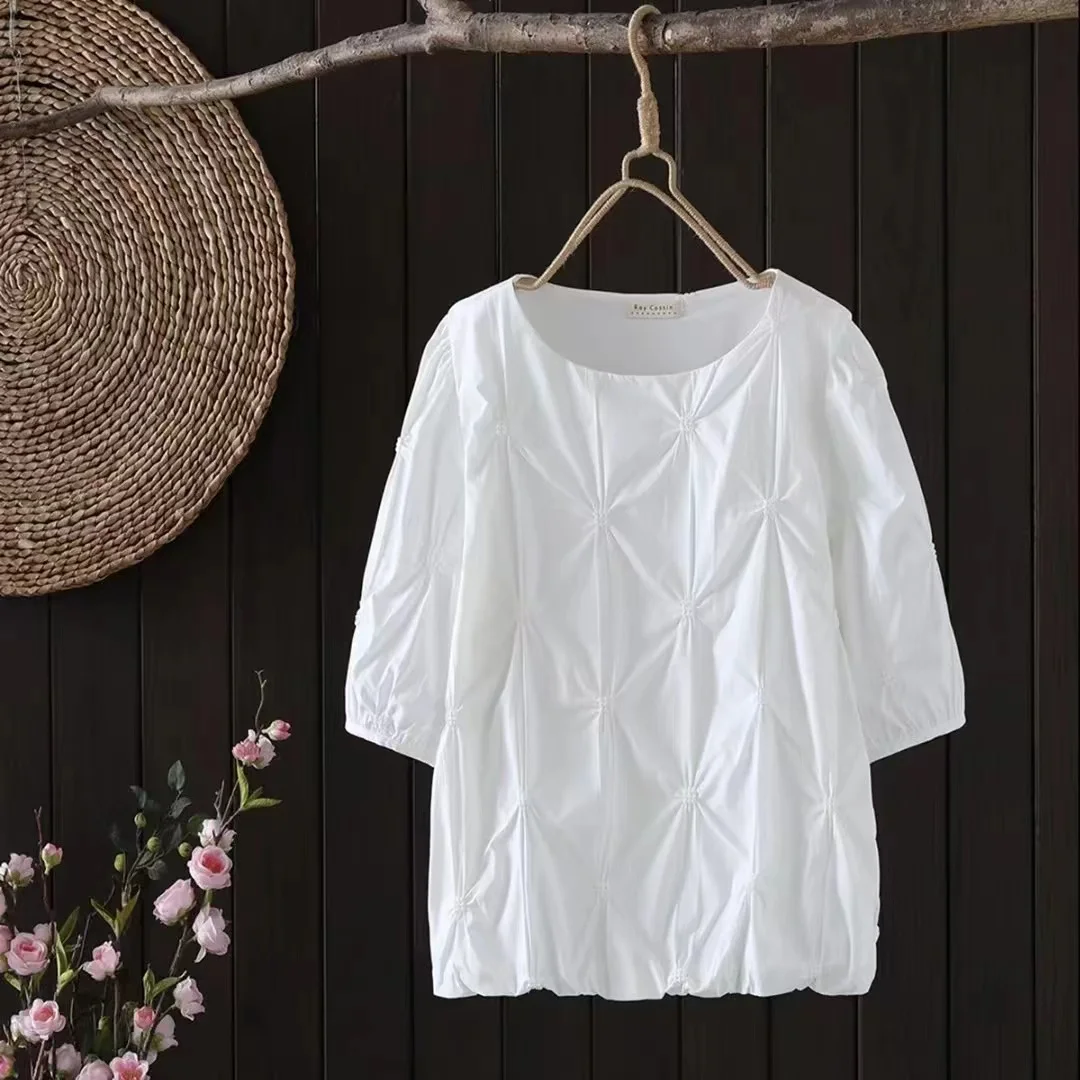 Bohemian 100% Cotton tops for Women Pullover Japan Style Fashion y2k Designer Short sleeve White Black Folds Solid Shirt
Bohemian 100% Cotton tops for Women Pullover Japan Style Fashion y2k Designer Short sleeve White Black Folds Solid Shirt