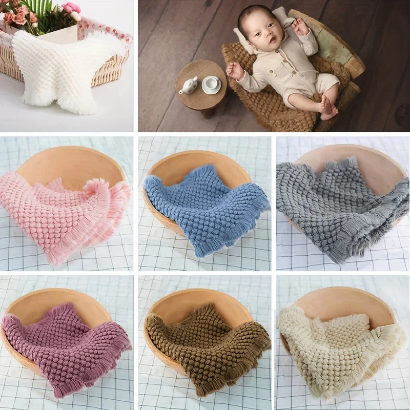 

Newborn Photography Props Blanket Soft Crochet Cozy Prop Posing Versatile Background Basket Filler Photo Accessories Fotografia