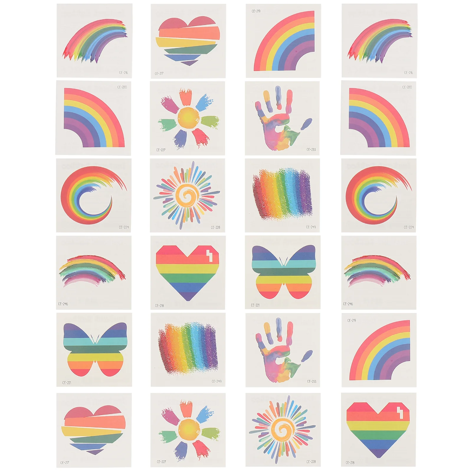 

24 Pcs Face Stickers Rainbow Temporary Tattoos Animal Gay Pride Water Transfer Body Child Parades