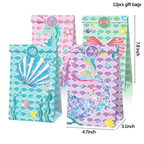 12pcs Mermaid Tail Seahorse Shell Gift Bags Baby Girl Party Favors Little Mermaid Birthday Party Decoration Baby Shower Supplies
12pcs Mermaid Tail Seahorse Shell Gift Bags Baby Girl Party Favors Little Mermaid Birthday Party Decoration Baby Shower Supplies