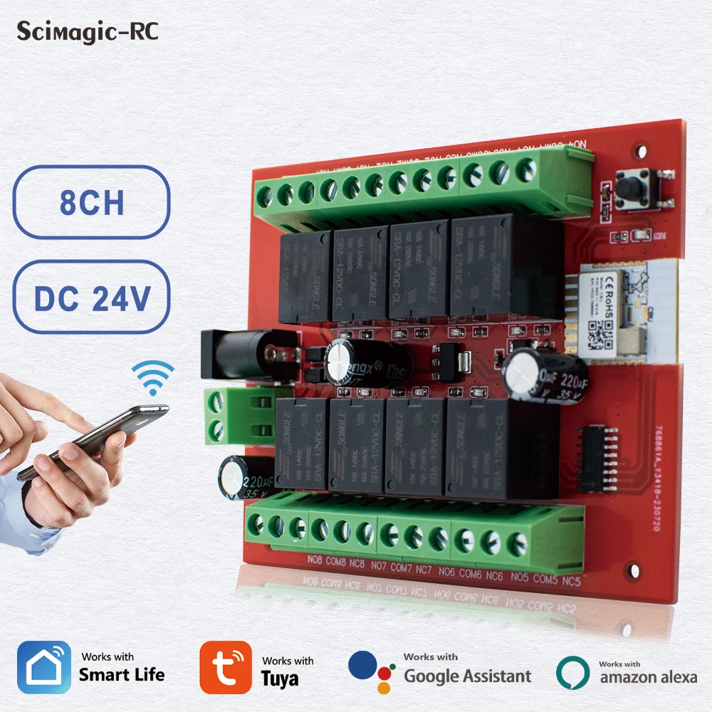 8CH Tuya Wireless Switch Module DC 12V 24V 8 Channels Wifi Relay Module APP Remote Control DIY Smart Home Automation
8CH Tuya Wireless Switch Module DC 12V 24V 8 Channels Wifi Relay Module APP Remote Control DIY Smart Home Automation
