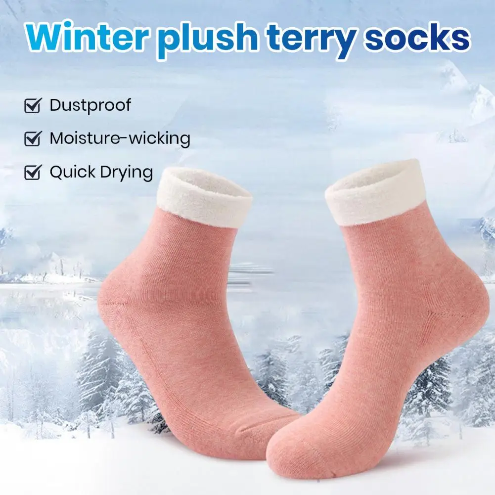 

Удобные хлопковые носки, зимние плюшевые махровые носки, теплые удобные зимние носки, толстые эластичные нескользящие носки средней длины унисекс