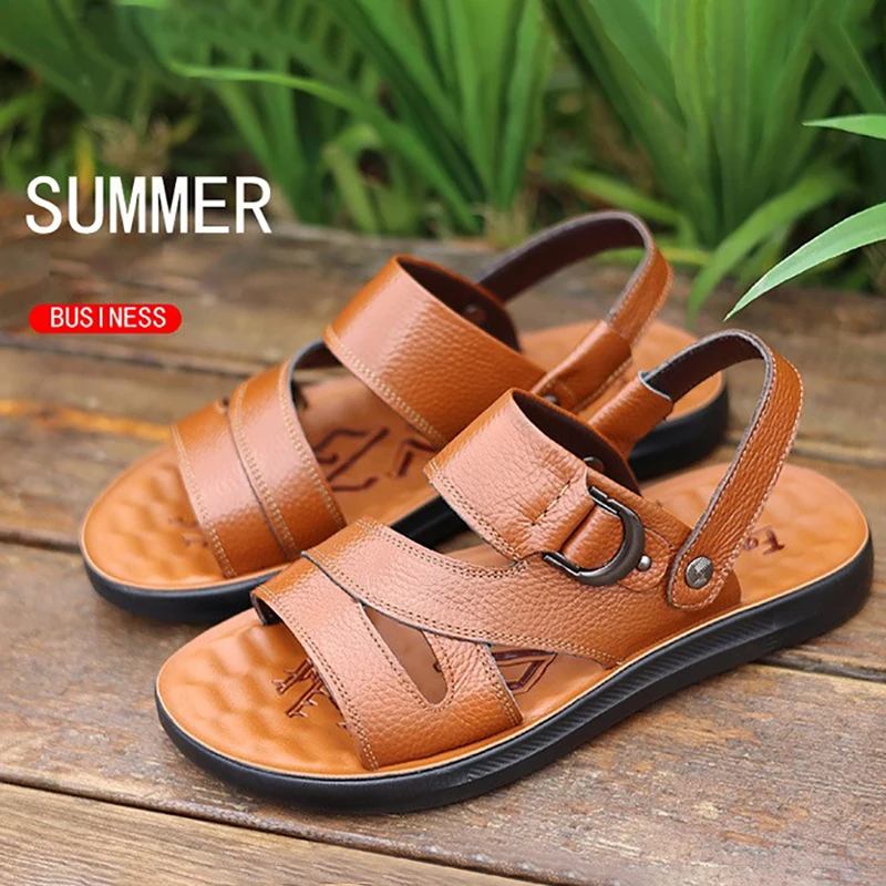 Summer Leather Sandals Men Casual Beach Shoes Non-slip Plus Size Slippers Male Comfortable Breathable Footwear sandalias hombre
Summer Leather Sandals Men Casual Beach Shoes Non-slip Plus Size Slippers Male Comfortable Breathable Footwear sandalias hombre