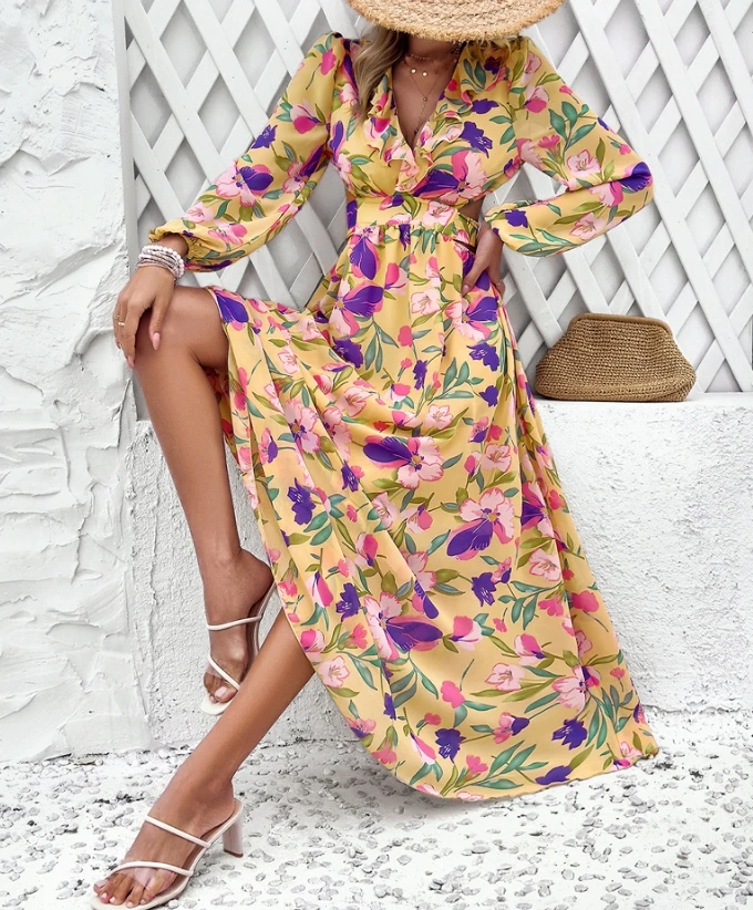 Vacation Casual Printed V-Neck Dress Women's Elegant Temperament Casual Fashion Summer New 2024 Dress
Vacation Casual Printed V-Neck Dress Women's Elegant Temperament Casual Fashion Summer New 2024 Dress